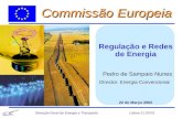 Direcção Geral de Energia e TransporteLisboa 21.03.02 Commissão Europeia Regulação e Redes de Energia Pedro de Sampaio Nunes Director: Energia Convencional.