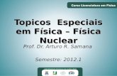 Topicos Especiais em Física – Física Nuclear Prof. Dr. Arturo R. Samana Semestre: 2012.1.
