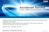 © 2013 IBM Corporation Visão geral de IBM Software One para Times de Parceiros de Negócio Q4 2013 Novo! Portfólio de IBM Software One refrescado, treinamento.