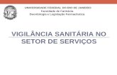 VIGILÂNCIA SANITÁRIA NO SETOR DE SERVIÇOS UNIVERSIDADE FEDERAL DO RIO DE JANEIRO Faculdade de Farmácia Deontologia e Legislação Farmacêutica.