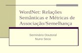 WordNet: Relações Semânticas e Métricas de Associação/Semelhança Seminário Doutoral Nuno Seco.