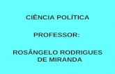 CIÊNCIA POLÍTICA PROFESSOR: ROSÂNGELO RODRIGUES DE MIRANDA.