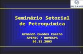 1 Seminário Setorial de Petroquímica Armando Guedes Coelho APIMEC / BOVESPA 06.11.2003.