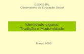 ESECS-IPL Observatório de Educação Social Março 2009 Identidade cigana: Tradição e Modernidade.