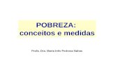 POBREZA: conceitos e medidas Profa. Dra. Maria Inês Pedrosa Nahas.