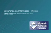Segurança da Informação - Mitos e Verdades Marcos Tupinambá – Enterprise Security MVP.