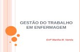 GESTÃO DO TRABALHO EM ENFERMAGEM Enfª Marília M. Varela.