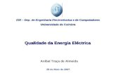 Qualidade da Energia Eléctrica Aníbal Traça de Almeida 28 de Maio de 2007. ISR – Dep. de Engenharia Electrotécnica e de Computadores Universidade de Coimbra.