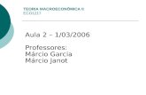 TEORIA MACROECONÔMICA II ECO1217 Aula 2 – 1/03/2006 Professores: Márcio Garcia Márcio Janot.