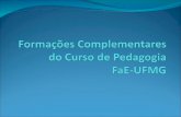 Formação complementar De acordo com a versão curricular 2013-1 Opções: - Administração de Sistemas e Instituições de Ensino - Educador Social - EJA –