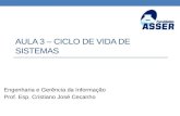 AULA 3 – CICLO DE VIDA DE SISTEMAS Engenharia e Gerência da Informação Prof. Esp. Cristiano José Cecanho.