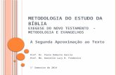 METODOLOGIA DO ESTUDO DA BÍBLIA E XEGESE DO N OVO T ESTAMENTO – M ETODOLOGIA E E VANGELHOS A Segunda Aproximação ao Texto Prof. Dr. Paulo Roberto Garcia.