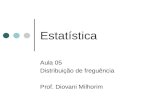 Estatística Aula 05 Distribuição de freguência Prof. Diovani Milhorim.