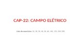 CAP-22: CAMPO ELÉTRICO Lista de exercicios: 1E, 2E, 3E, 4E, 5E, 6E, 14E, 17E, 25P, 39P,