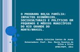 O PROGRAMA BOLSA FAMÍLIA: IMPACTOS ECONÔMICOS, SOCIOCULTURAIS E POLÍTICOS EM PEQUENOS E MÉDIOS MUNICÍPIOS DO RIO GRANDE DO NORTE/BRASIL. Andréa Cristina.