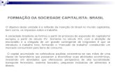 FORMAÇÃO DA SOCIEDADE CAPITALISTA: BRASIL O objetivo desta unidade é a reflexão da inserção do Brasil no mundo capitalista, bem como, os impactos sobre.