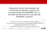 Reajuste linear das tabelas de vencimento básico a partir da incorporação da GEDIMA fixa, e revisão da fórmula de cálculo da GEDIMA variável DIRETORIA.