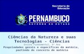 Ciências da Natureza e suas Tecnologias - Ciências Ensino Fundamental, 9º Ano Propriedades gerais e específicas da matéria, partindo do conceito de matéria.