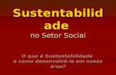 Sustentabilidade no Setor Social O que é Sustentabilidade e como desenvolvê-la em nossa área?