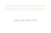 LUCAS, CAP. XVI, V. 19-31. HAVIA UM HOMEM RICO QUE SE VESTIA DE PÚRPURA E FINÍSSIMO LINHO…
