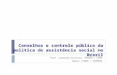 Conselhos e controle público da política de assistência social no Brasil Prof. Leonardo Avritzer, PRODEP / UFMG Apoio: FINEP / FAPEMIG.