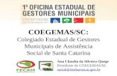 COEGEMAS/SC: Colegiado Estadual de Gestores Municipais de Assistência Social de Santa Catarina Ana Claudia da Silveira Quege Presidente do COEGEMAS/SC.