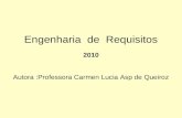 Engenharia de Requisitos 2010 Autora :Professora Carmen Lucia Asp de Queiroz.