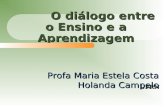 O diálogo entre o Ensino e a Aprendizagem UFRN Profa Maria Estela Costa Holanda Campelo 1.