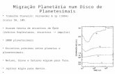 Migração Planetária num Disco de Planetesimais Trabalho Pioneiro: Fernandez & Ip (1984) Icarus 58, 109. Usaram teoria de encontros de Öpik (órbitas Keplerianas,