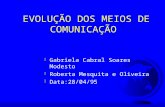 EVOLUÇÃO DOS MEIOS DE COMUNICAÇÃO F Gabriela Cabral Soares Modesto F Roberta Mesquita e Oliveira F Data:28/04/95.