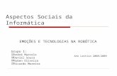 Aspectos Sociais da Informática EMOÇÕES E TECNOLOGIAS NA ROBÓTICA Ano Lectivo 2008/2009 Grupo 1:  André Marcelo  Daniel Sousa  Ruben Oliveira  Ricardo.
