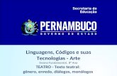 Linguagens, Códigos e suas Tecnologias - Arte Ensino Fundamental, 8° Ano TEATRO - Texto teatral: gênero, enredo, diálogos, monólogos.