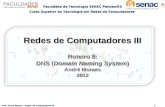 Prof. André Moraes - Redes de Computadores III 1 Redes de Computadores III Roteiro 8: DNS (Domain Naming System) André Moraes 2012 Faculdade de Tecnologia.