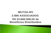 MUTÚA-RS 2.500 ASSOCIADOS R$ 23.600.000,00 de Benefícios Distribuídos.