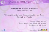 Workshop de Atenção à Gestante Campo Grande – MS “Experiência em Humanização no Pré-Natal e Parto” Ticiana Ramos Nonato Área Técnica de Saúde da Mulher.