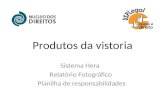 Produtos da vistoria Sistema Hera Relatório Fotográfico Planilha de responsabilidades.