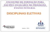 ENCONTRO DE FORMAÇÃO PARA EQUIPES ESCOLARES DO PROGRAMA ENSINO INTEGRAL DISCIPLINAS ELETIVAS Janeiro - 2014.