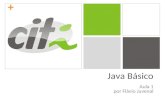 + Java Básico Aula 1 por Flávio Juvenal. + Histórico Green Project (1991) Desenvolver plataforma para eletrodomésticos inteligentes Tentaram usar C++