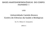 BASES ANATOMOFISIOLÓGICAS DO CORPO HUMANO I UCB Universidade Castelo Branco Universidade Castelo Branco Centro de Ciências da Saúde e Biológicas Dr. Ft.