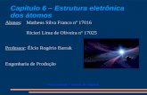 Capítulo 6 – Estrutura eletrônica dos átomos Alunos:Matheus Silva Franco nº 17016 Ricieri Lima de Oliveira nº 17025 Professor: Élcio Rogério Barrak Engenharia.