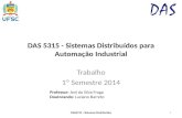 DAS 5315 - Sistemas Distribuídos para Automação Industrial Trabalho 1º Semestre 2014 DAS5315 - Sistemas Distribuídos1 Professor: Joni da Silva Fraga Doutorando: