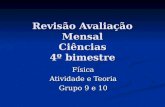 Revisão Avaliação Mensal Ciências 4º bimestre Física Atividade e Teoria Grupo 9 e 10.