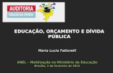 Maria Lucia Fattorelli ANEL – Mobilização no Ministério da Educação Brasília, 2 de fevereiro de 2015 EDUCAÇÃO, ORÇAMENTO E DÍVIDA PÚBLICA.