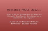 Workshop MODCS 2012.1 Avaliação de Desempenho de Máquinas Virtuais Eucalyptus Considerando a Compressão de Arquivos. Aluno:Érico Moutinho Medeiros Professor: