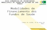 Modalidades de Financiamento dos Fundos de Saude Campos do Jordão, 18 de março de 2015. XXIX CONGRESSO DE SECRETARIOS MUNICIPAIS DE SAUDE DO ESTADO DE.