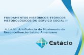 FUNDAMENTOS HISTÓRICOS-TEÓRICOS METODOLÓGICOS DO SERVIÇO SOCIAL III AULA 04: A influência do Movimento de Reconceituação Latino Americano.