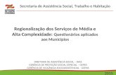 Secretaria de Assistência Social, Trabalho e Habitação 2015 Regionalização dos Serviços de Média e Alta Complexidade: Questionários aplicados aos Municípios.