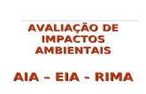 AVALIAÇÃO DE IMPACTOS AMBIENTAIS AIA – EIA - RIMA.