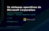 Os sistemas operativos da microsoft corporation