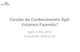 Gestão do Conhecimento Ágil - Agile in Rio 2013 - Time ScrumHalf
